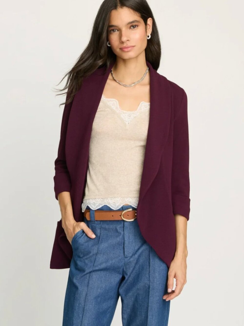 French Mauve Melanie Knit Jacket Small Pickled Beet